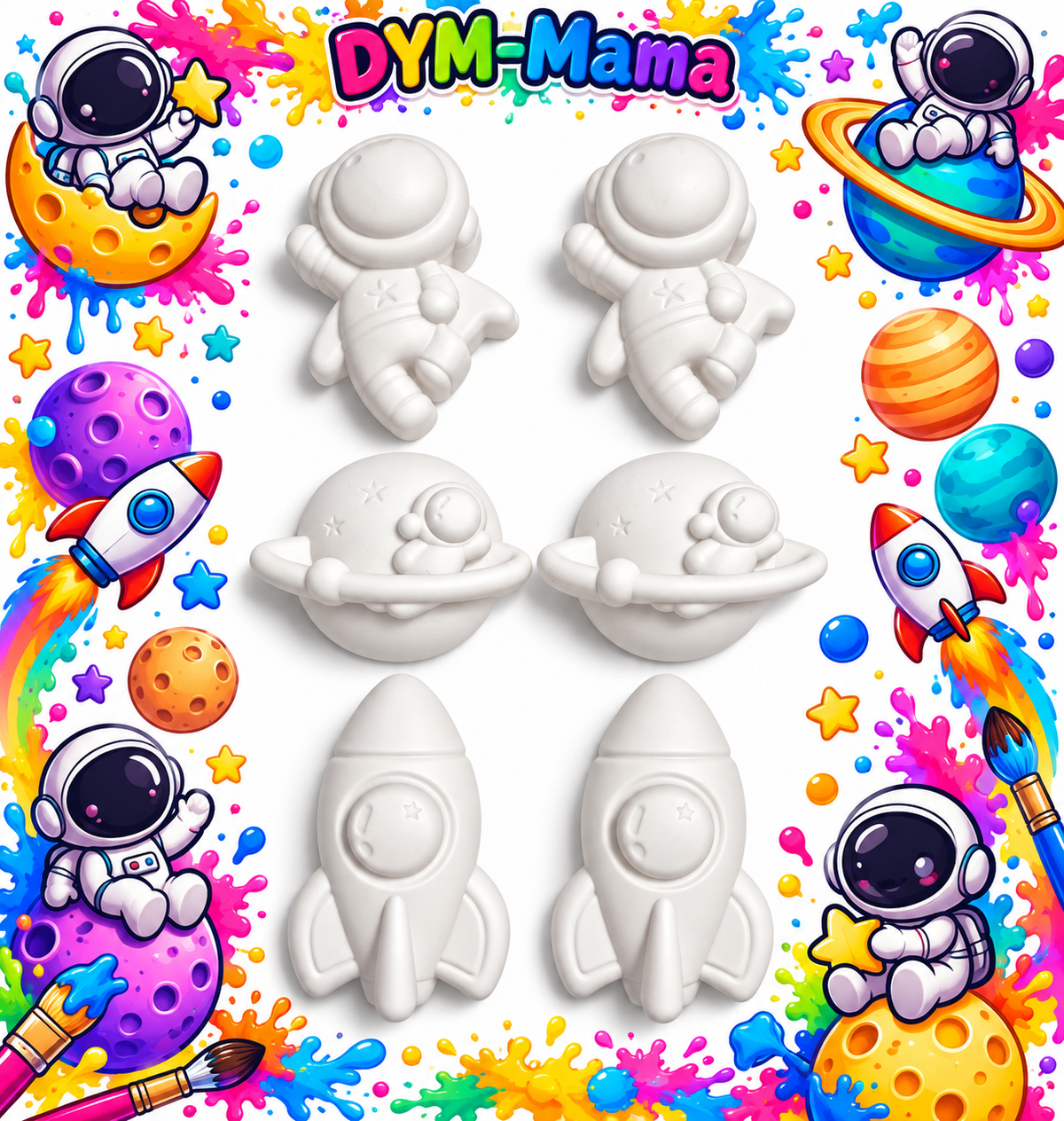 🚀🌈 Weltraum-Abenteuer zum Selberbemalen – Gipsfiguren von DYM-Mama! 🌈🪐