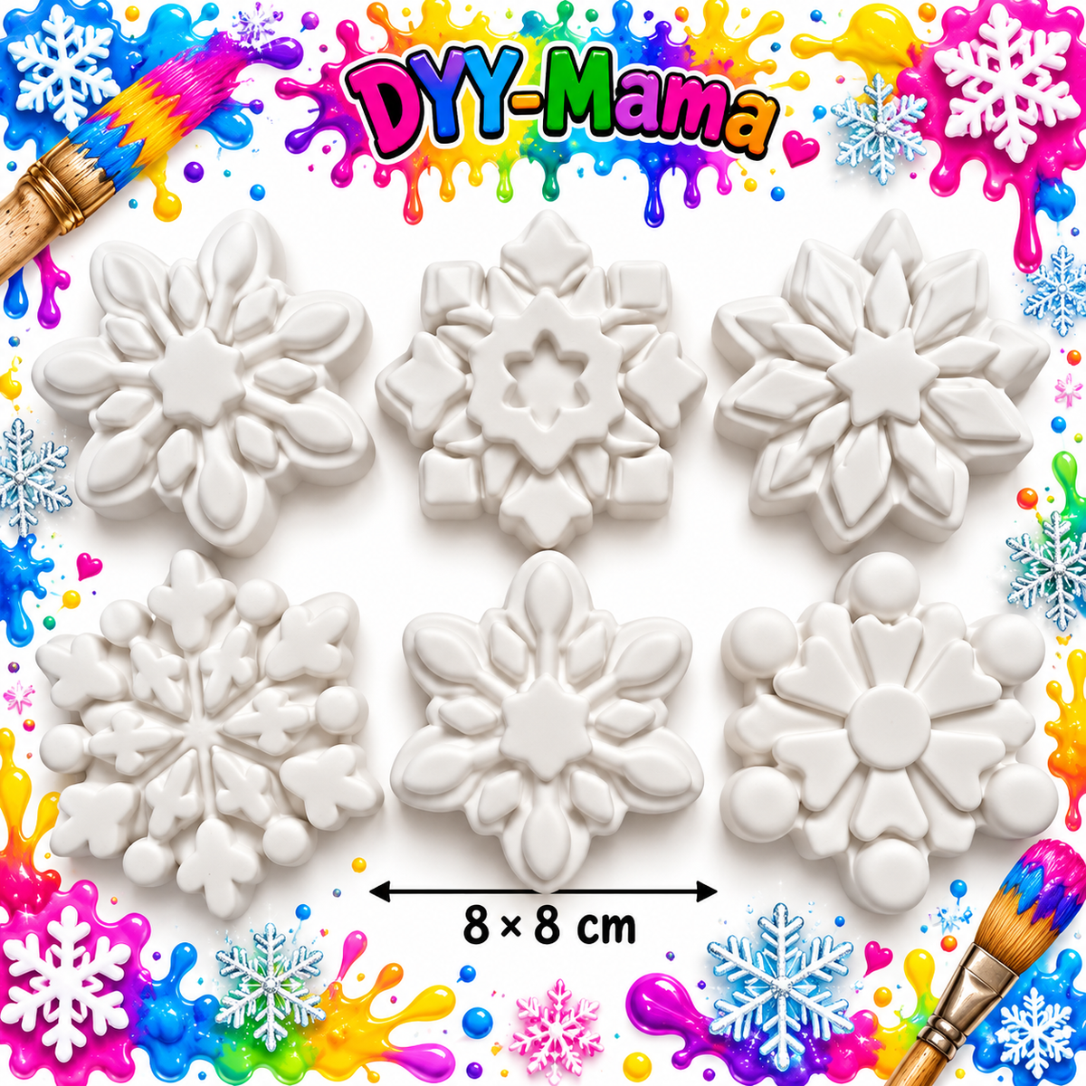 ❄️ Zauberhafte Schneeflocken aus Gips – Kreativer Malspaß! 🎨