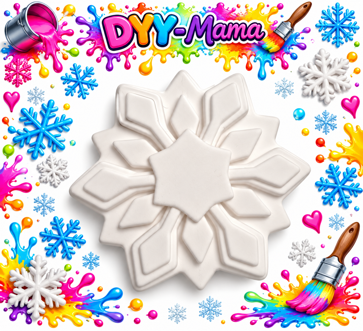 ❄️ Zauberhafte Schneeflocken aus Gips – Kreativer Malspaß! 🎨