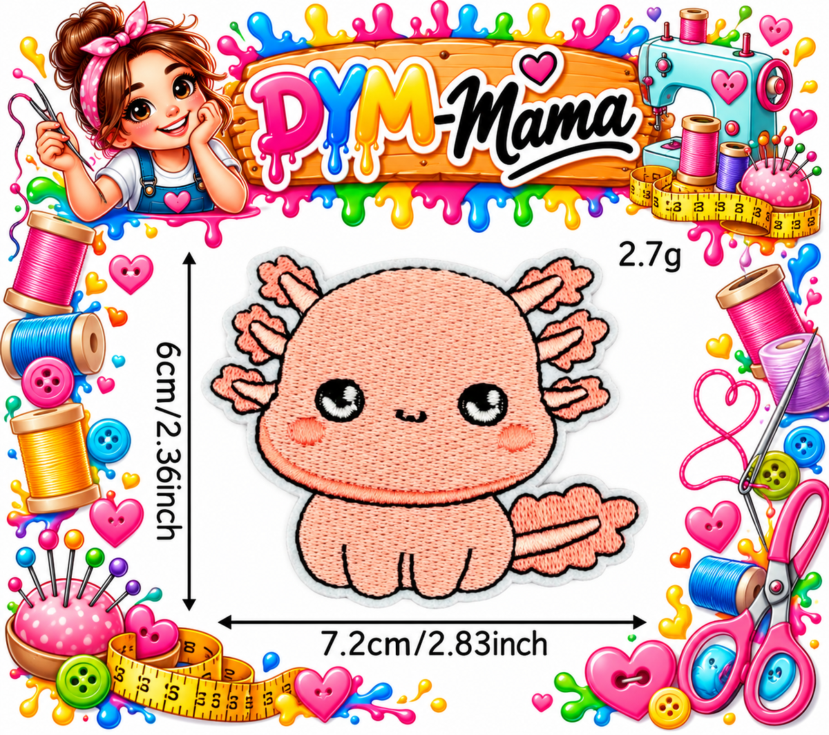 8x Süße Rosa Axolotl Bestickte Aufnäher Zum Aufbügeln Aufnähen Tier Applikation Für Kleidung Taschen DIY Deko Zubehör