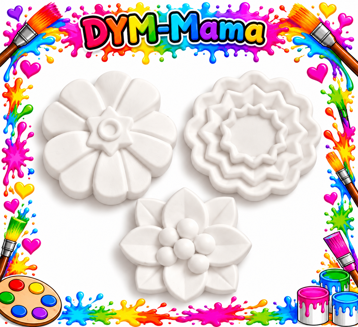 🌸 Blütenzauber – 3D-Gipsblumen zum Bemalen 🌸