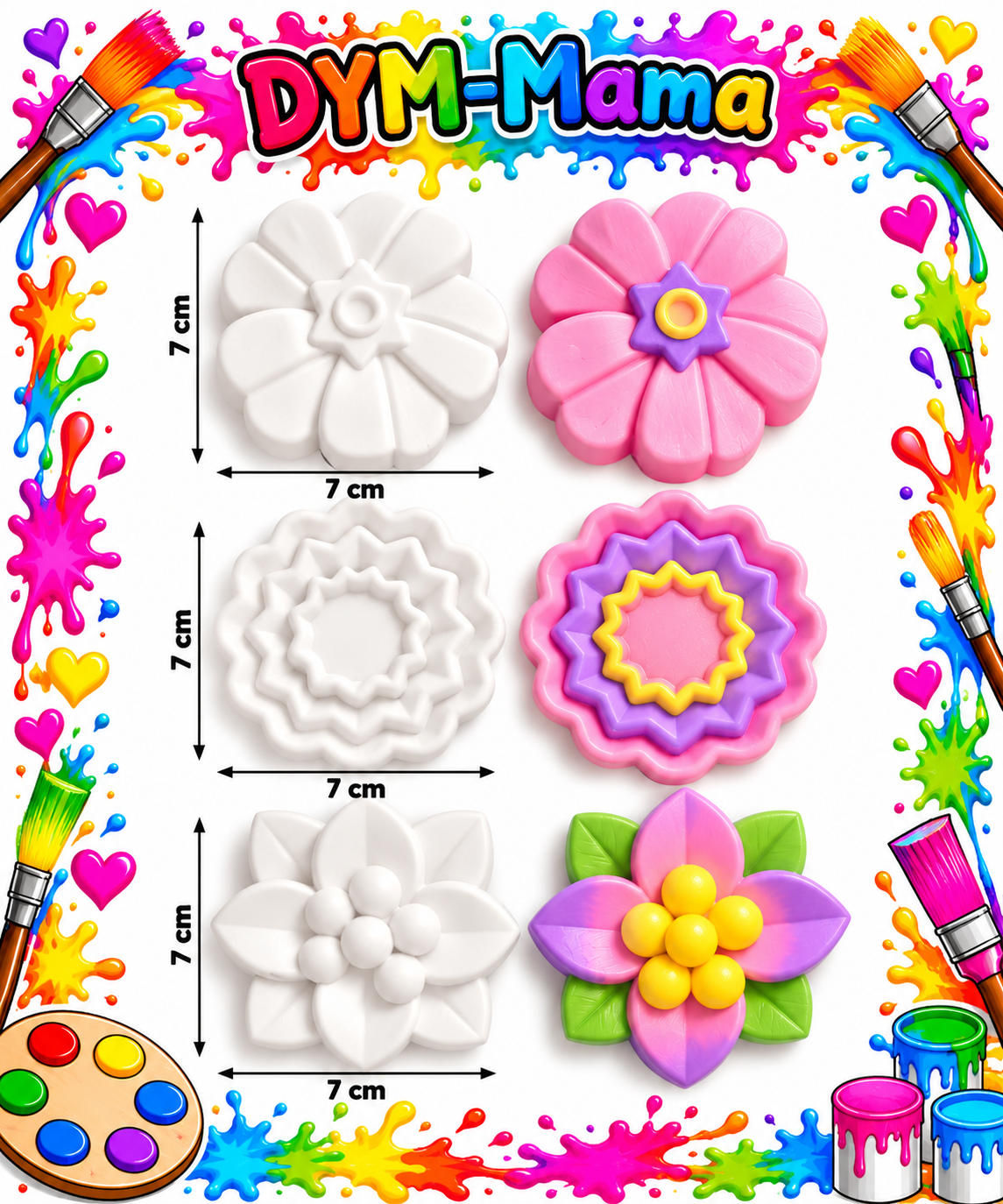 🌸 Blütenzauber – 3D-Gipsblumen zum Bemalen 🌸