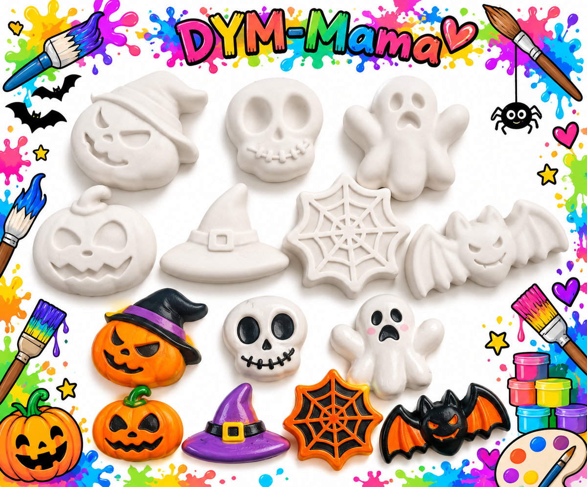 🎃 Halloween-Gipsfiguren zum Selbstbemalen 👻