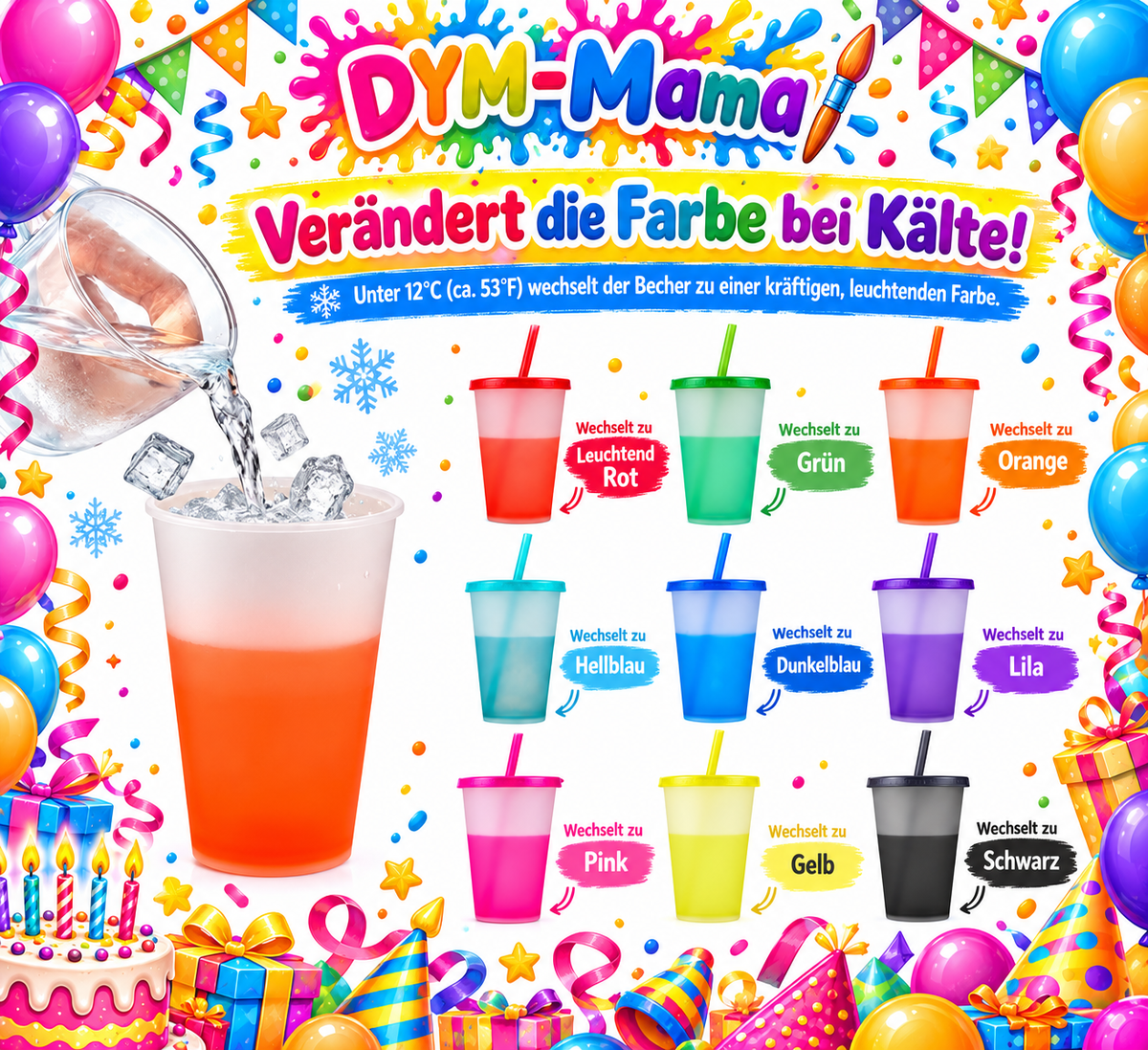 🎉 Personalisierte Partybecher mit Namen & Wunschmotiven – DYM-Mama 🥤🌈