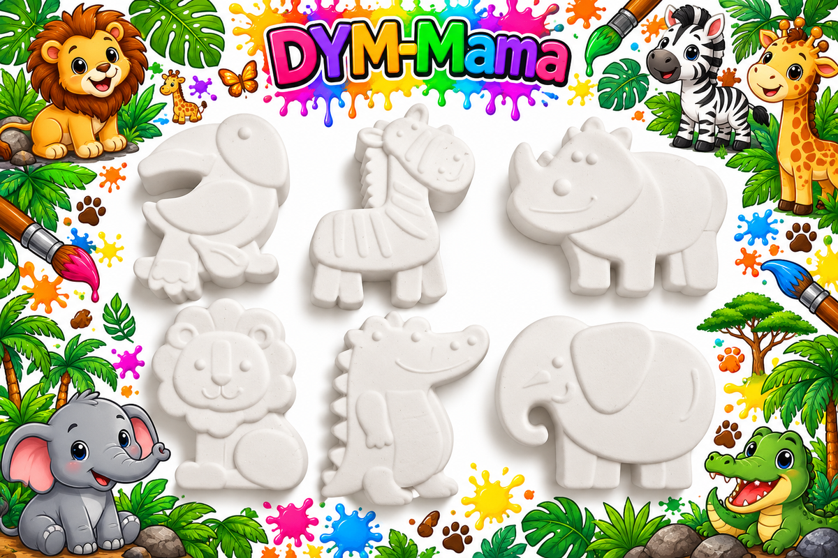 🦁🐘 Safari- & Dschungel-Gipsfiguren zum Bemalen – Kreativer Bastelspaß! 🎨🌿