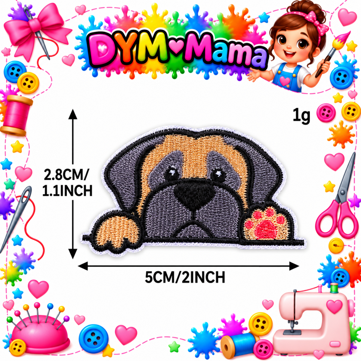 Cartoon Tier Hund Kopf Bestickte Aufnäher Selbstklebend DIY Bekleidung Applikationen Für Jacken Hüte Taschen Reparatur Oder Dekoration