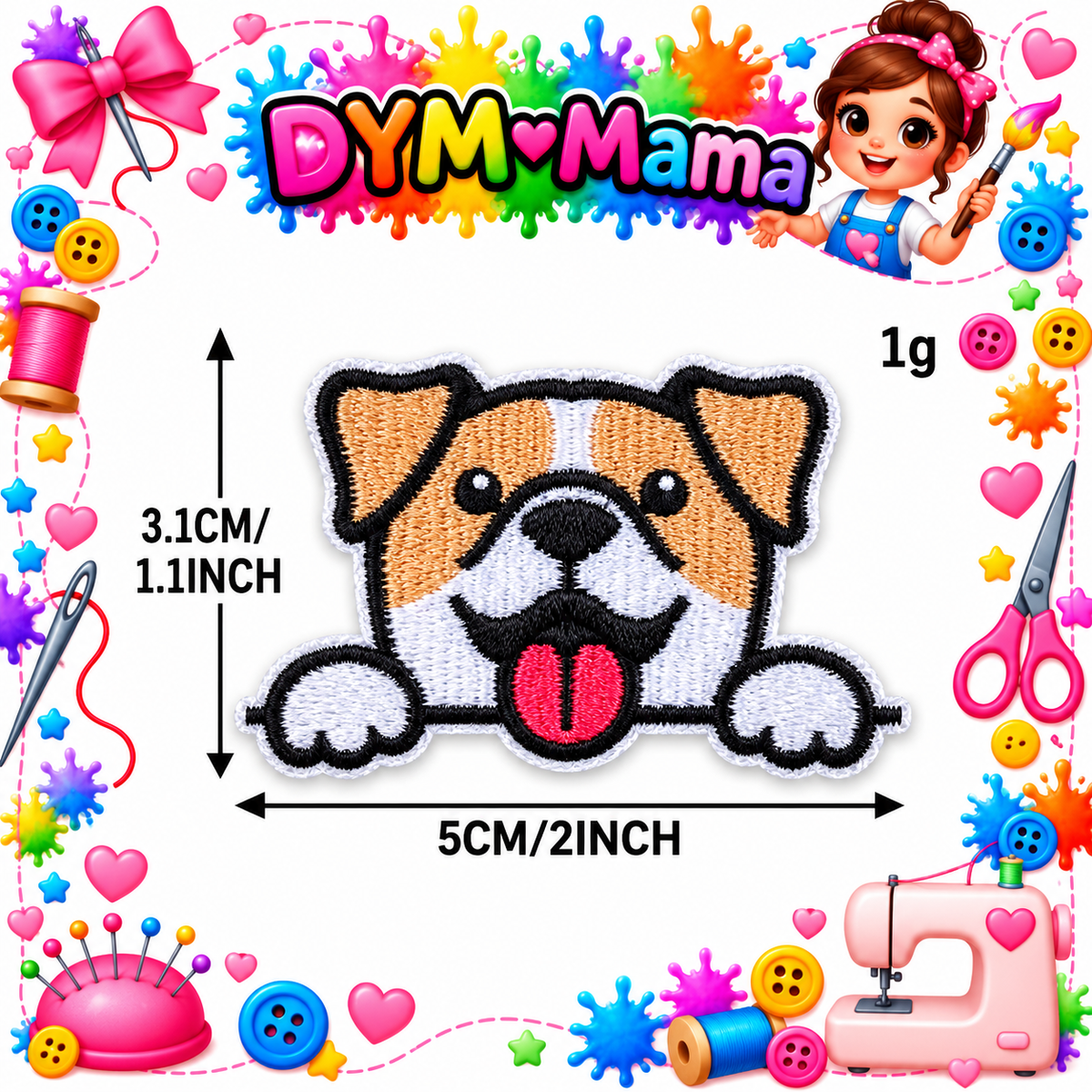 Cartoon Tier Hund Kopf Bestickte Aufnäher Selbstklebend DIY Bekleidung Applikationen Für Jacken Hüte Taschen Reparatur Oder Dekoration