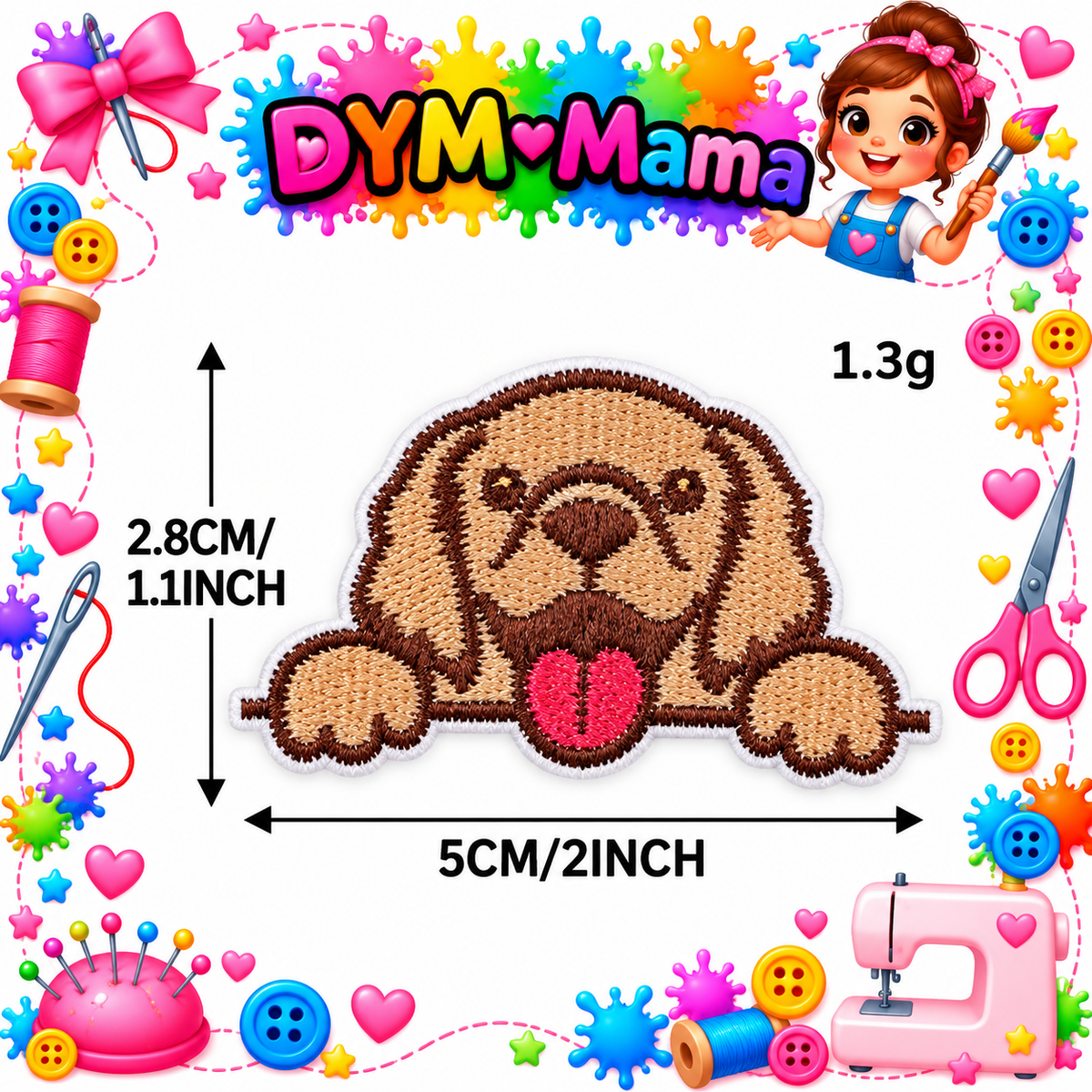Cartoon Tier Hund Kopf Bestickte Aufnäher Selbstklebend DIY Bekleidung Applikationen Für Jacken Hüte Taschen Reparatur Oder Dekoration