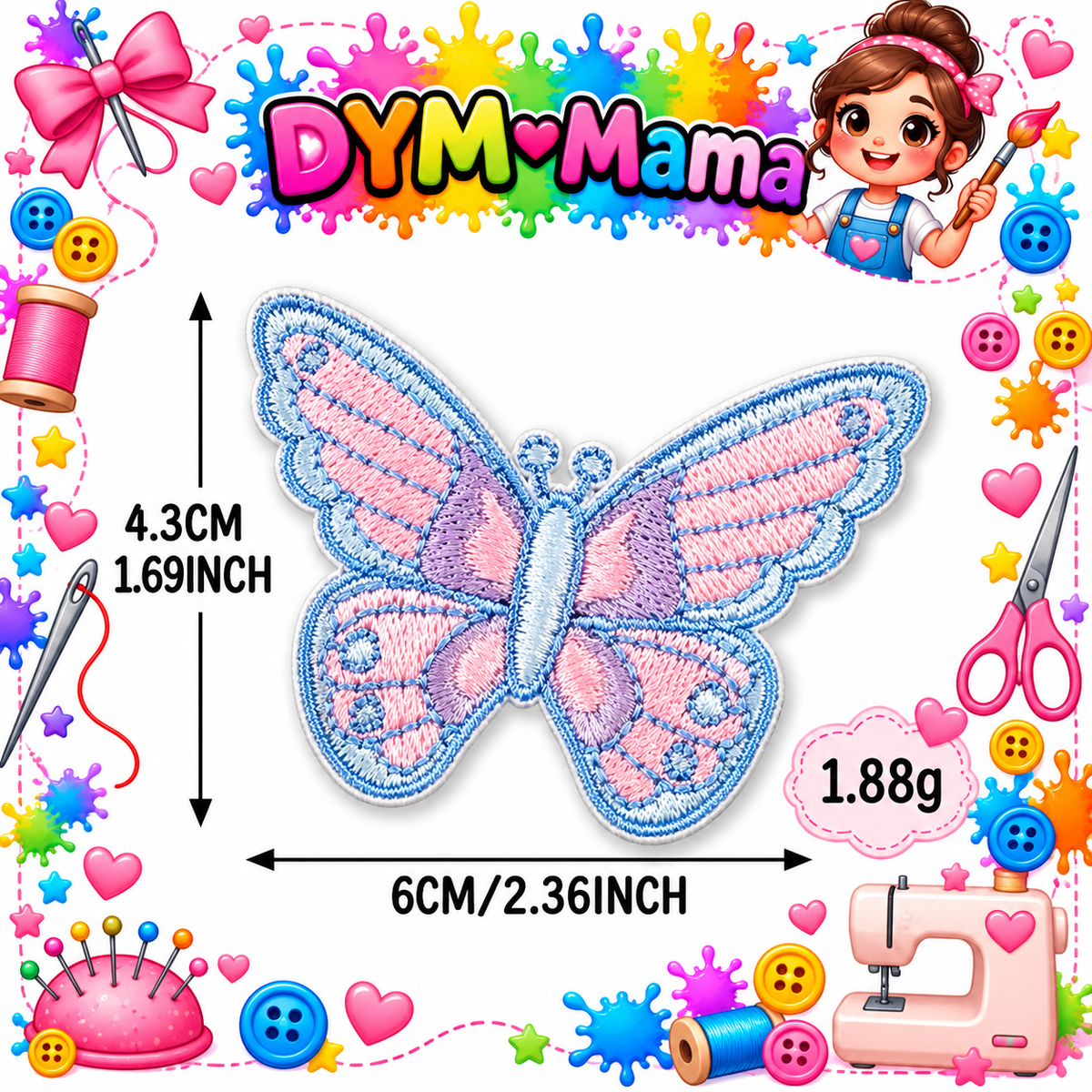 Schmetterling Stickerei Applikationen Bunt Polyester Selbstklebend Aufbügeln Patches Dekorativ Für Kleidung Taschen DIY
