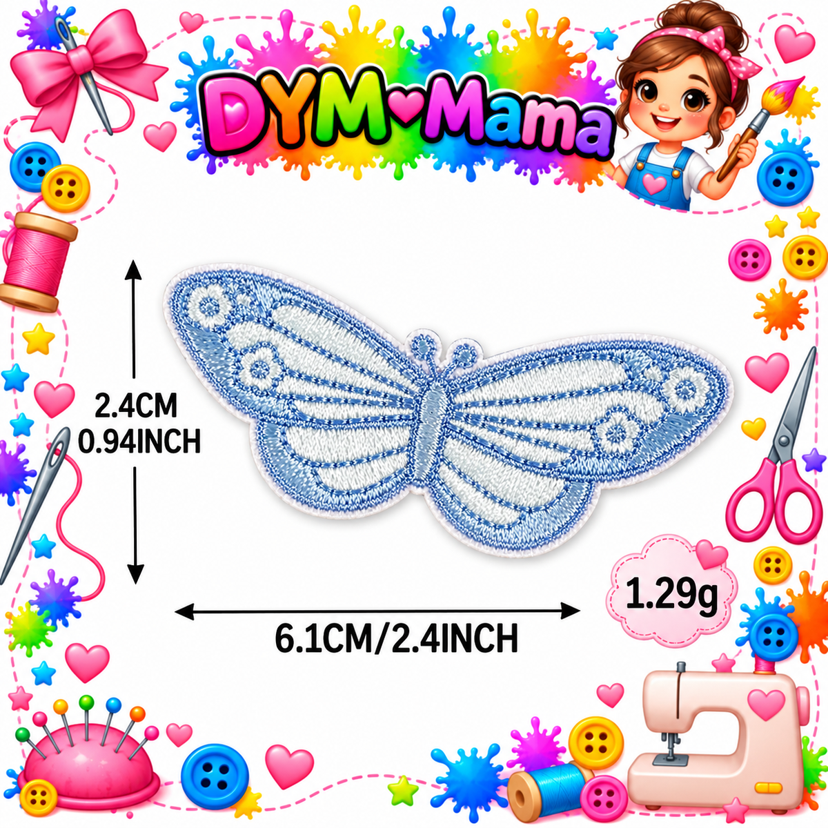 Schmetterling Stickerei Applikationen Bunt Polyester Selbstklebend Aufbügeln Patches Dekorativ Für Kleidung Taschen DIY