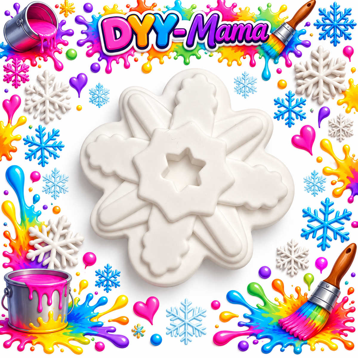 ❄️ Zauberhafte Schneeflocken aus Gips – Kreativer Malspaß! 🎨