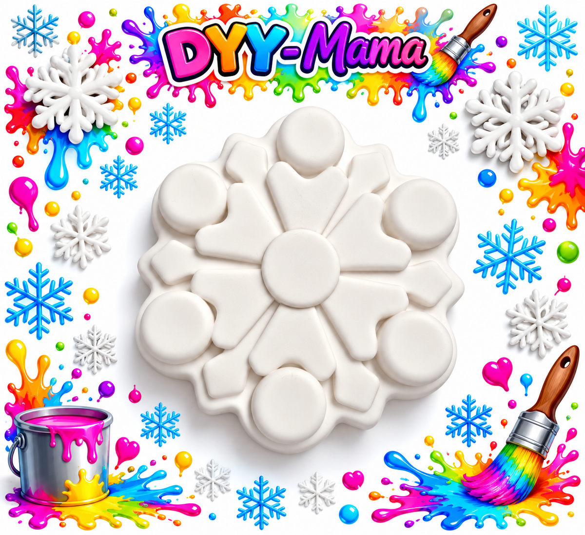 ❄️ Zauberhafte Schneeflocken aus Gips – Kreativer Malspaß! 🎨