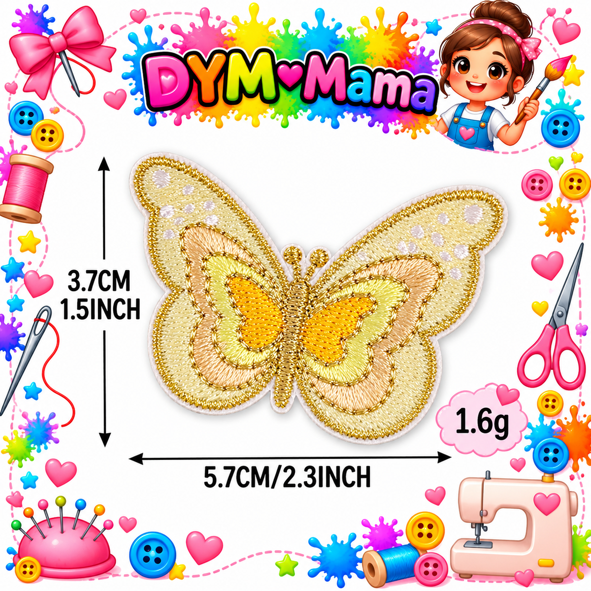 Schmetterling Stickerei Applikationen Bunt Polyester Selbstklebend Aufbügeln Patches Dekorativ Für Kleidung Taschen DIY