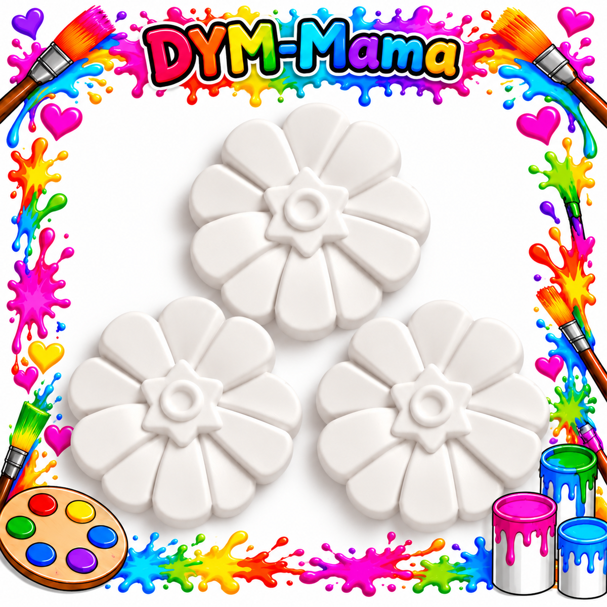 🌸 Blütenzauber – 3D-Gipsblumen zum Bemalen 🌸