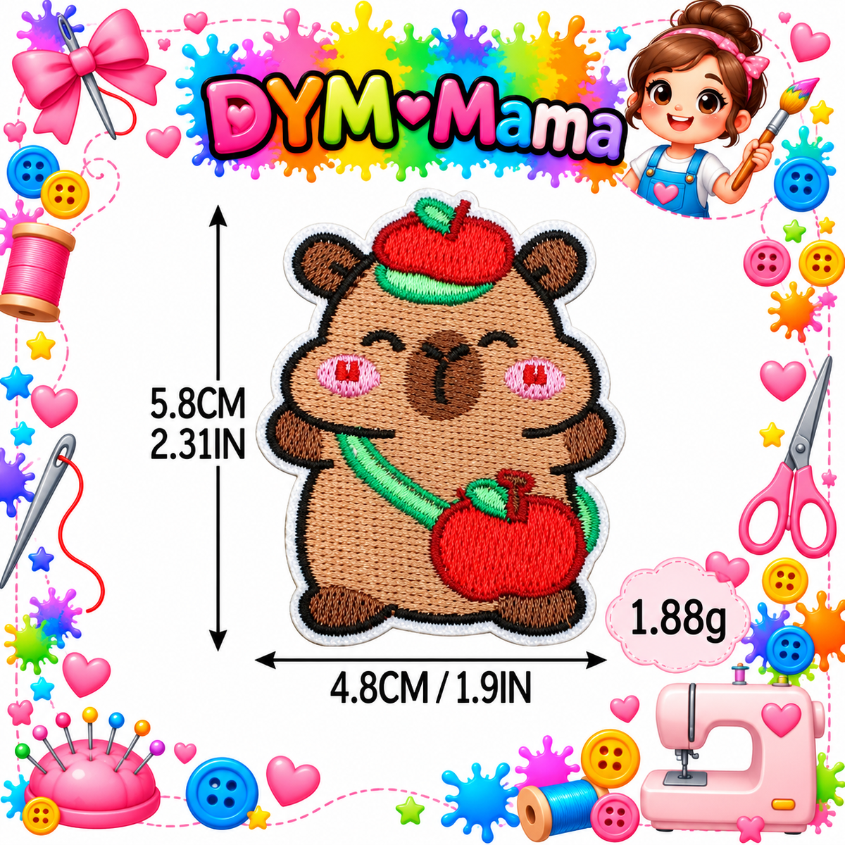 Cartoon Wasserschwein Bestickte Aufnäher Für Kleidung DIY Aufbügeln Dekorative Abzeichen Für Kinder Rucksack Bekleidung Reparatur Süße Tier Stickerei