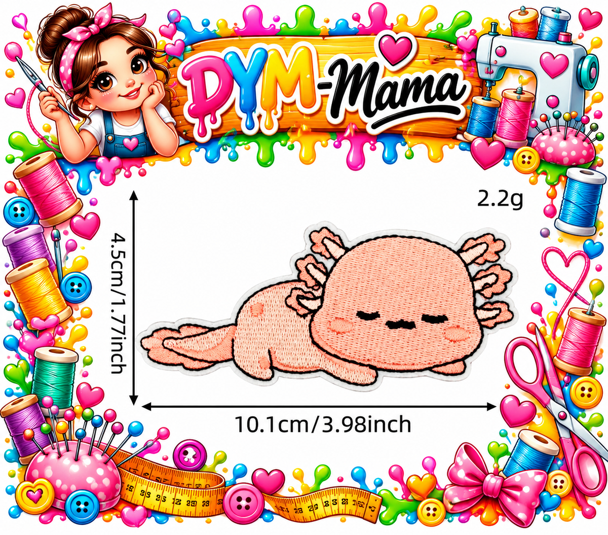 8x Süße Rosa Axolotl Bestickte Aufnäher Zum Aufbügeln Aufnähen Tier Applikation Für Kleidung Taschen DIY Deko Zubehör
