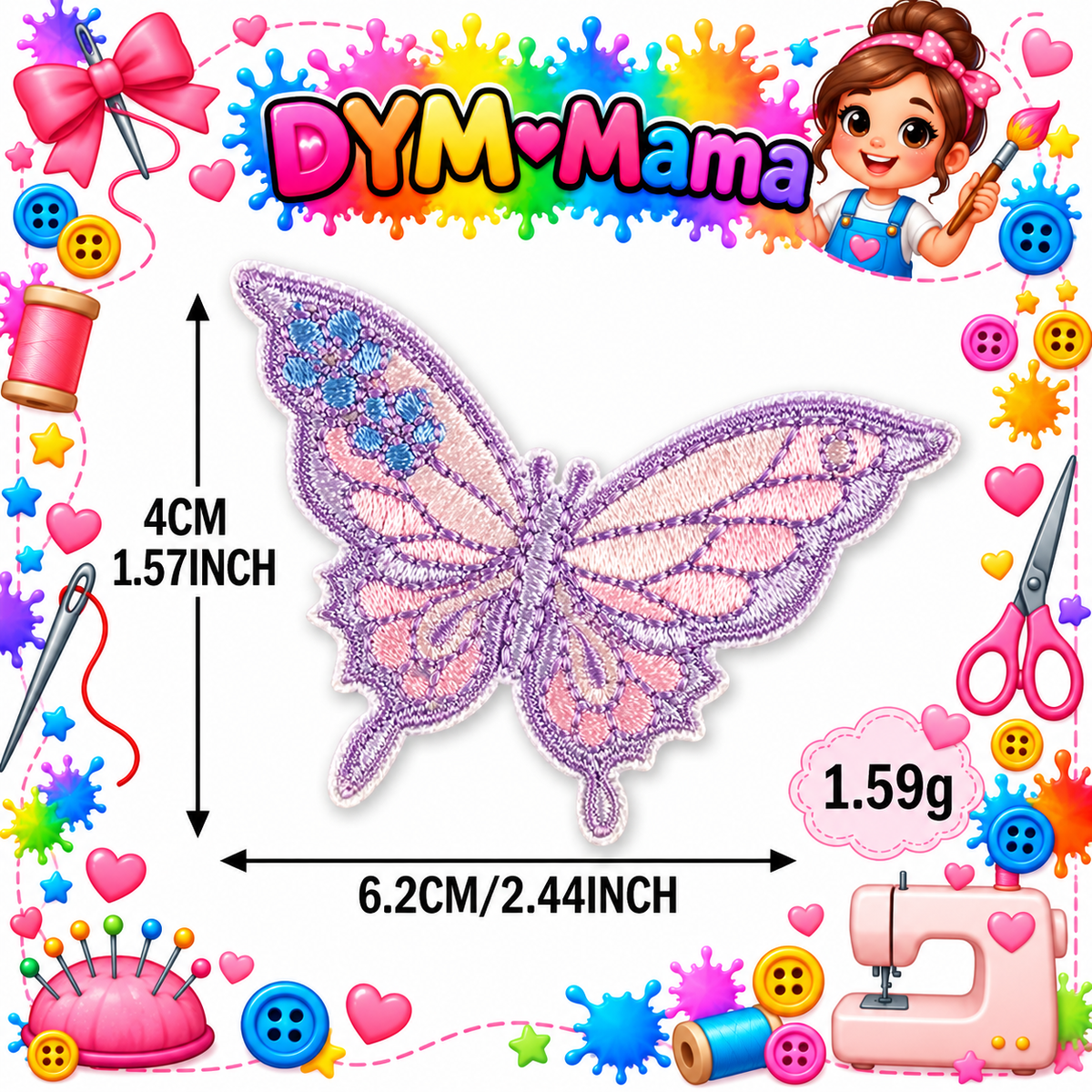 Schmetterling Stickerei Applikationen Bunt Polyester Selbstklebend Aufbügeln Patches Dekorativ Für Kleidung Taschen DIY