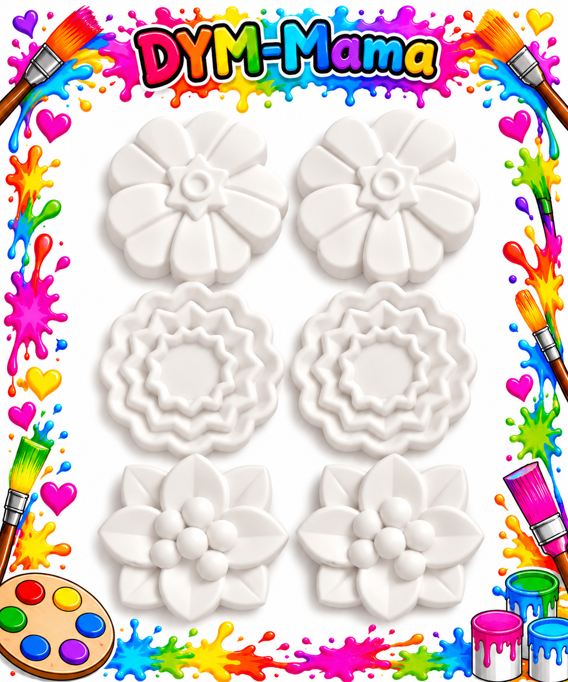 🌸 Blütenzauber – 3D-Gipsblumen zum Bemalen 🌸