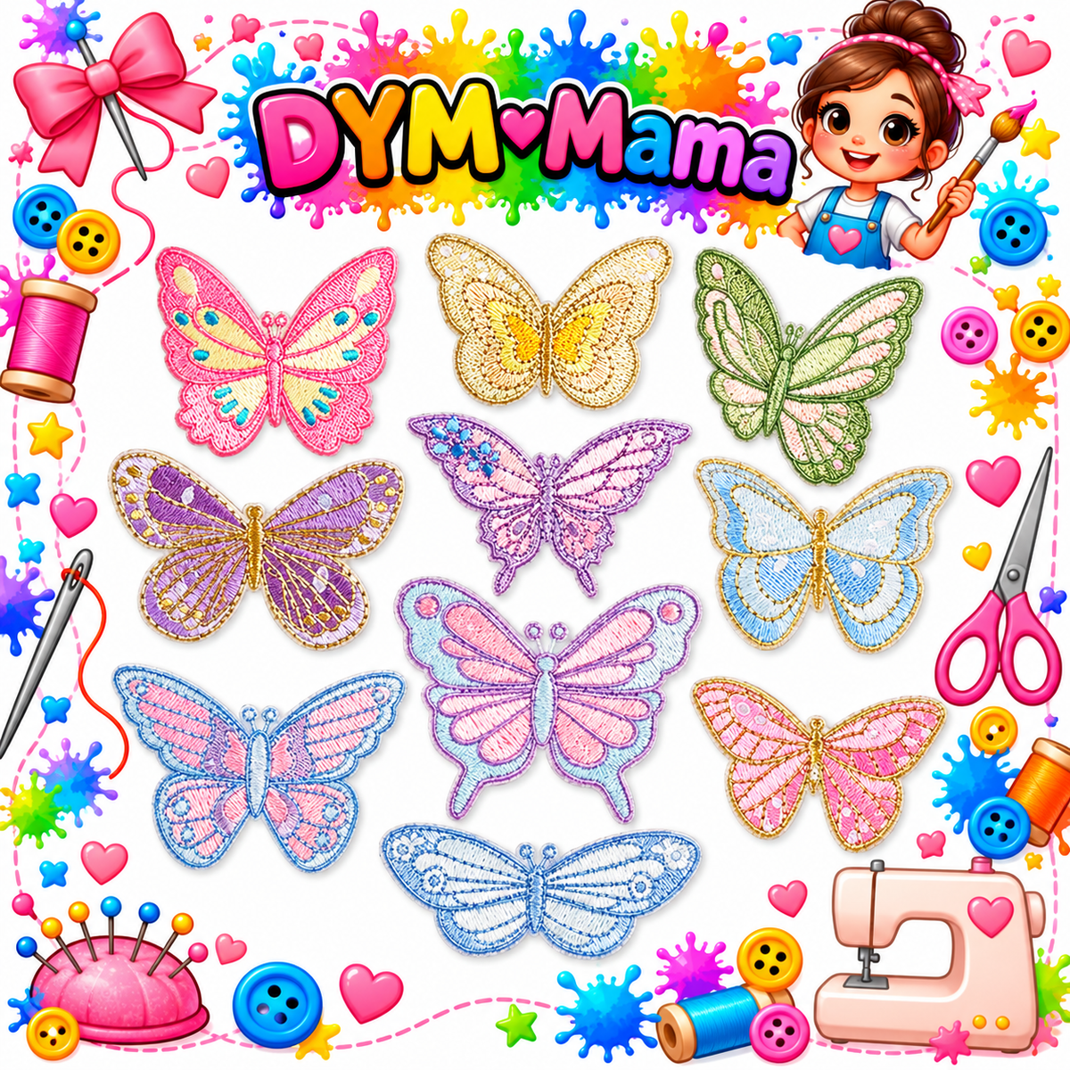 Schmetterling Stickerei Applikationen Bunt Polyester Selbstklebend Aufbügeln Patches Dekorativ Für Kleidung Taschen DIY
