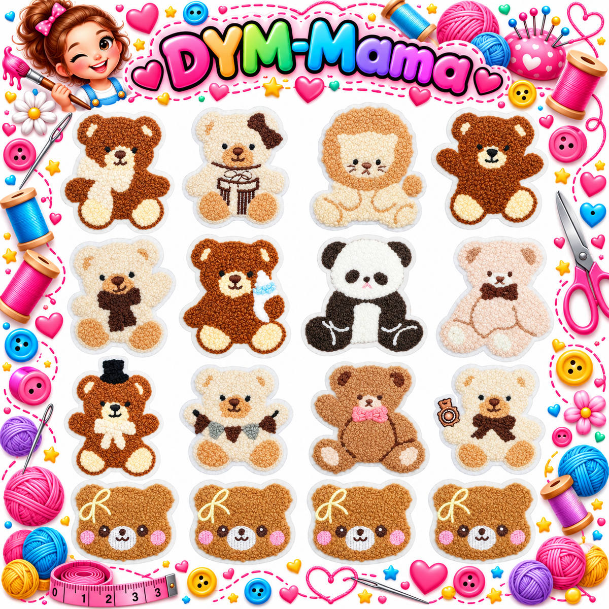 Süße Chenille Tier Bestickte Aufnäher Für Kleidung Dekoration DIY Teddybär Panda Löwe Handtuch Stickerei Aufnäher