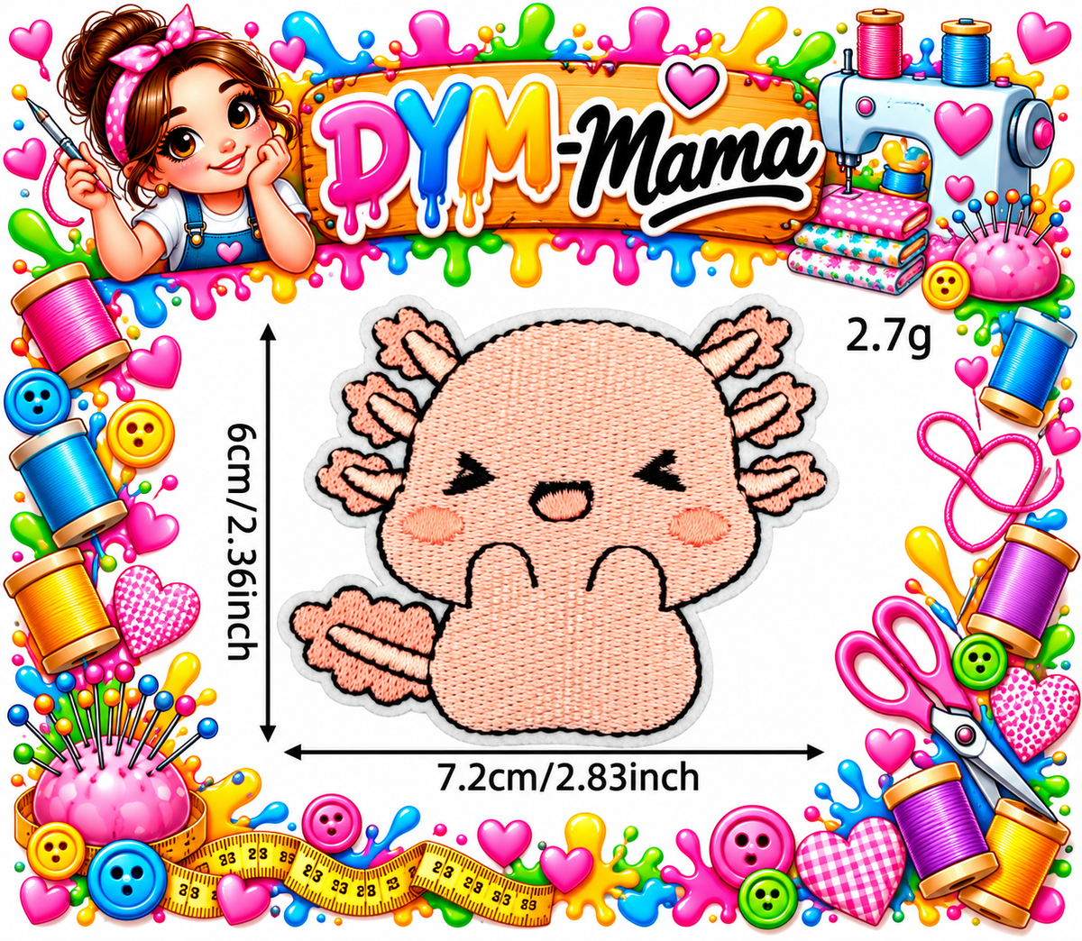 8x Süße Rosa Axolotl Bestickte Aufnäher Zum Aufbügeln Aufnähen Tier Applikation Für Kleidung Taschen DIY Deko Zubehör